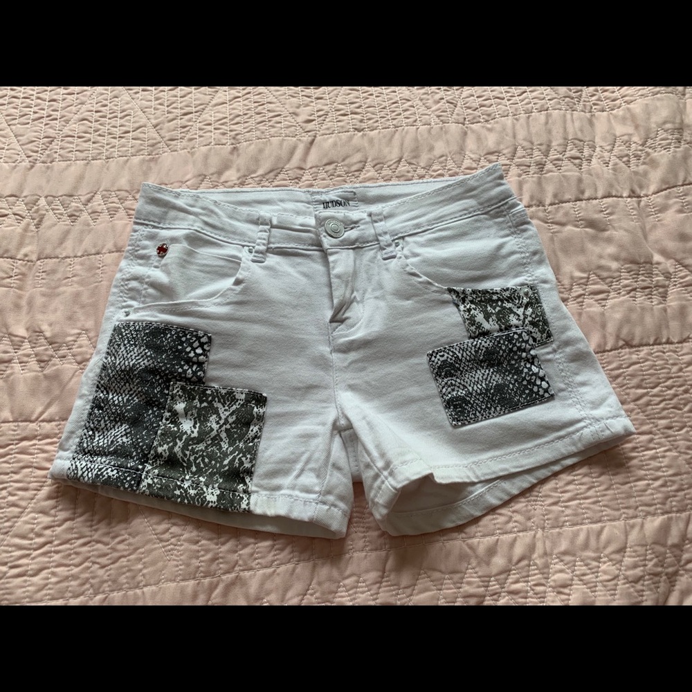 white “Hudson” jean shorts
